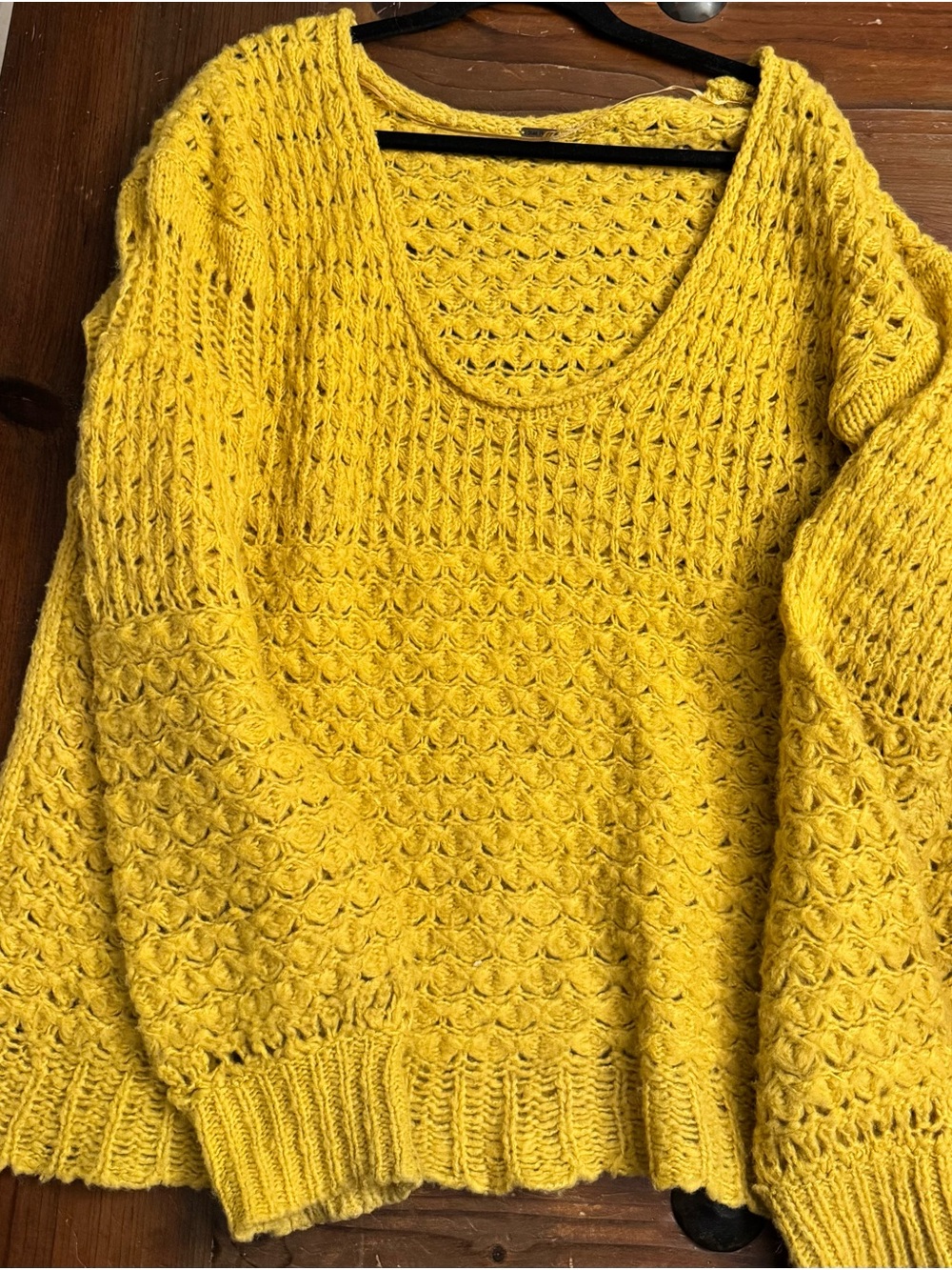 Free People Sunny Yellow Scoop Neck Knit Sweater